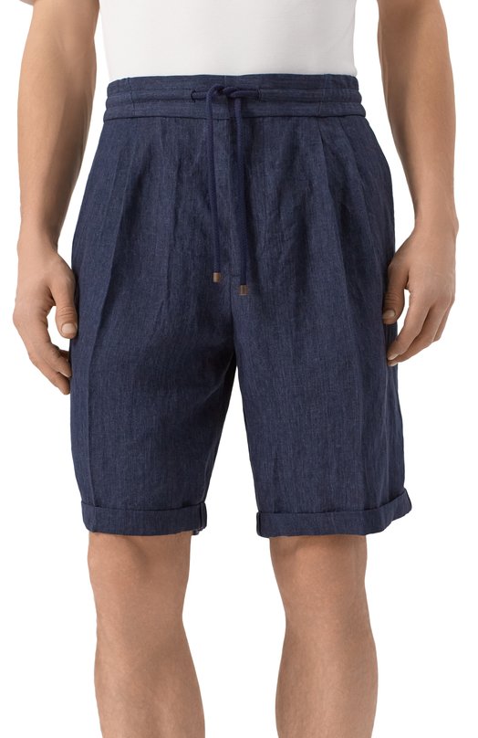 Льняные шорты Brunello Cucinelli MH248U0020 Синий  MH248U0020 Фото 3