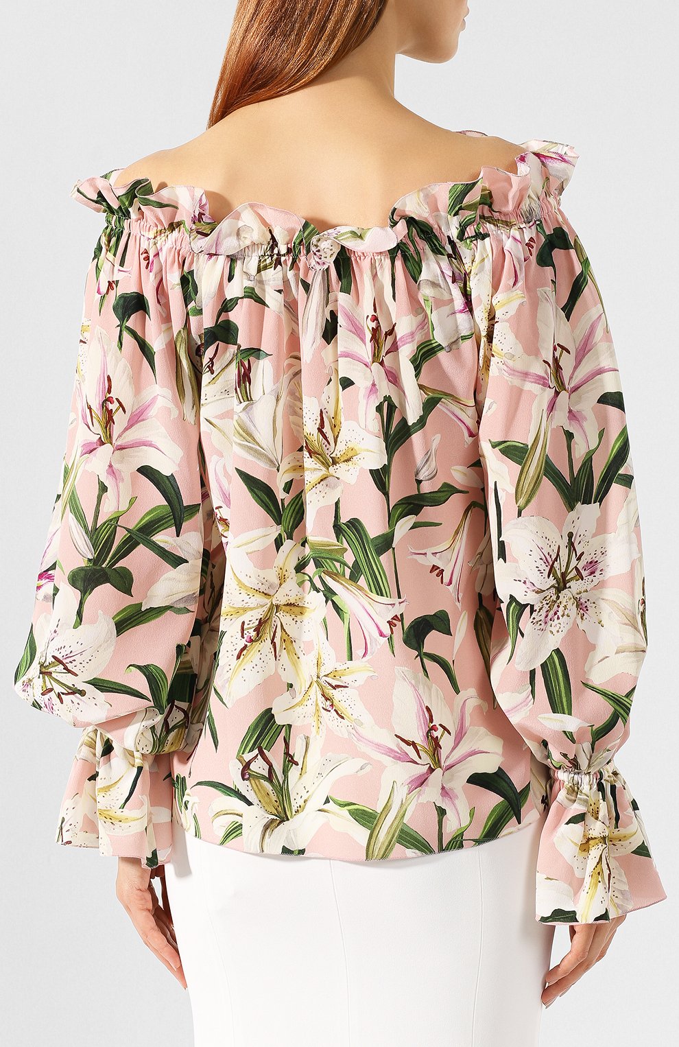 Шелковый топ DOLCE & GABBANA светло-розового цвета по цене 99500 руб., арт. F73R5T/HS15F, фото 4 Шелковый топ DOLCE & GABBANA, арт. F73R5T/HS15F, фото 4