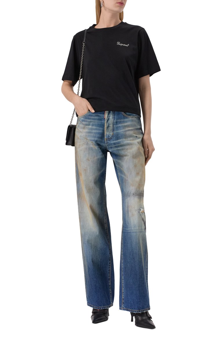 Женские джинсы san diego DSQUARED2 голубого цвета, арт. S75LB1017/S30309 | Фото 2 (Драгоценные камни: Проставлено; Длина (брюки, джинсы): Удлиненные; Материал сплава: Проставлено; Детали: Потертости; Кросс-КТ: Деним; Материал внешний: Деним, Хлопок; Стили: Гранж; Силуэт Ж (брюки и джинсы): Прямые)