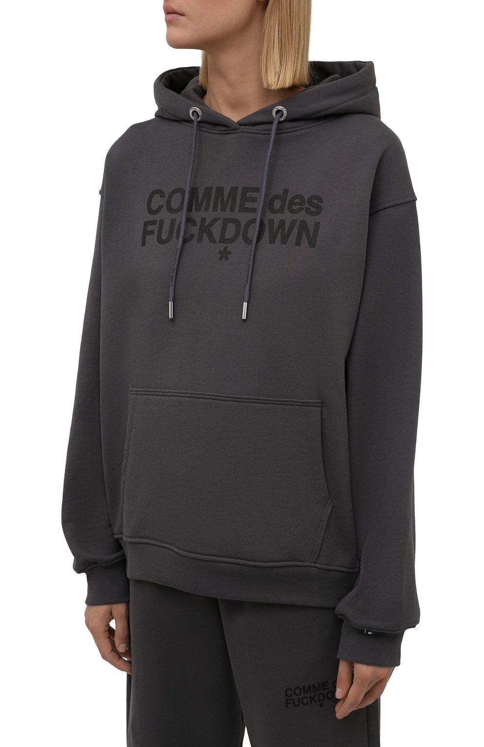 Хлопковое худи COMME DES FUCKDOWN темно-серого цвета по цене 14300 руб., арт. CDFD1528, фото 3 Хлопковое худи COMME DES FUCKDOWN, арт. CDFD1528, фото 3