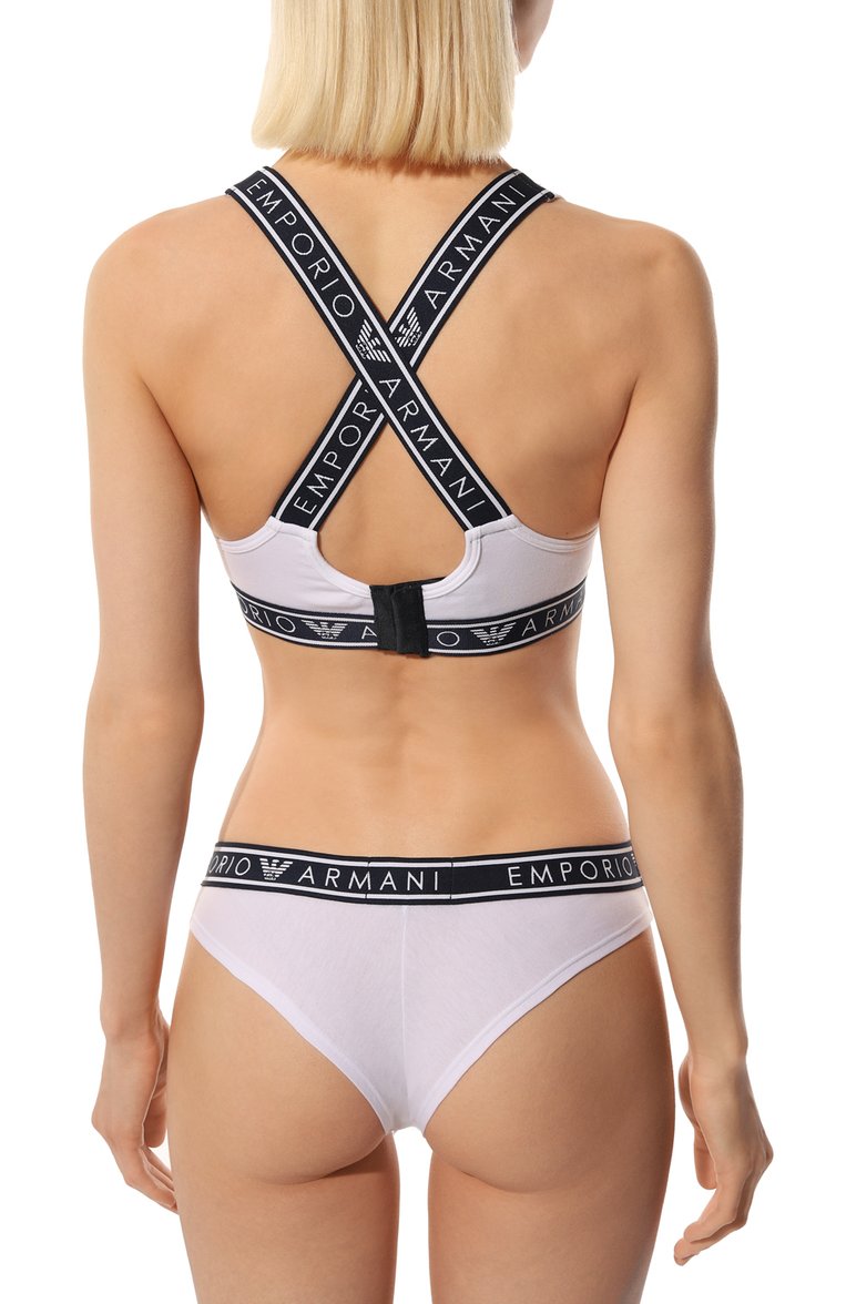 Женский бра-топ EMPORIO ARMANI белого цвета, арт. 163995/3R227 | Фото 3 (Материал внешний: Хлопок; Региональные ограничения белый список (Axapta Mercury): Не проставлено; Нос: Не проставлено; Автоматизация состава: Проставлено)