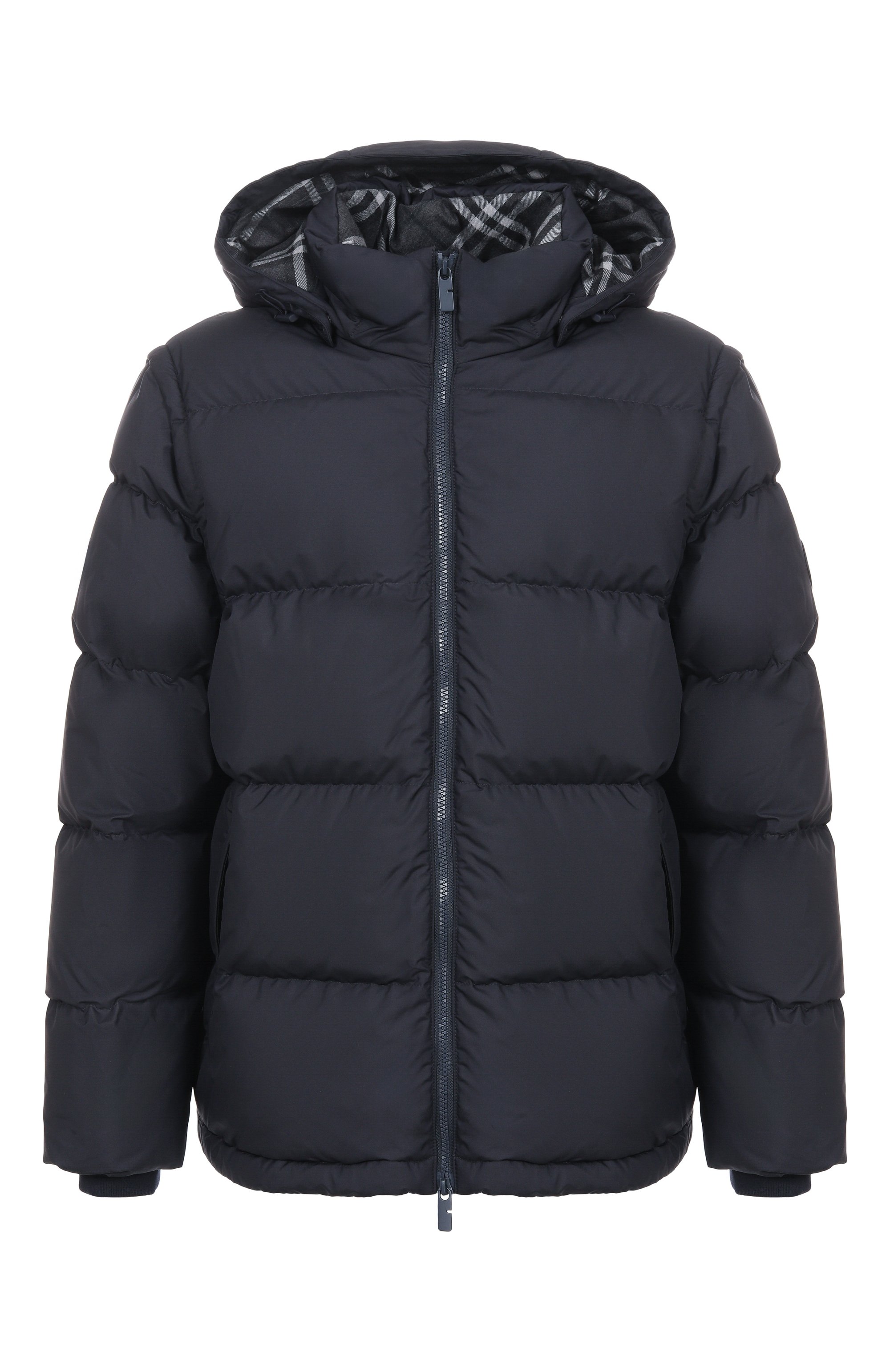 Пуховик BURBERRY темно-синего цвета по цене 238500 руб., арт. 8112661, фото 1 Пуховик BURBERRY, арт. 8112661, фото 1