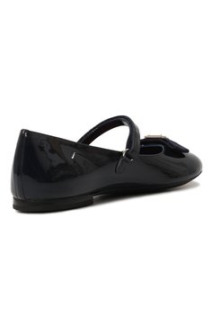 Детские кожаные балетки DOLCE & GABBANA темно-синего цвета, арт. D11193/A5291/37-39 | Фото 3 (Материал внутренний: Натуральная кожа; Нос: Не проставлено; Материал внешний: Натуральная кожа)