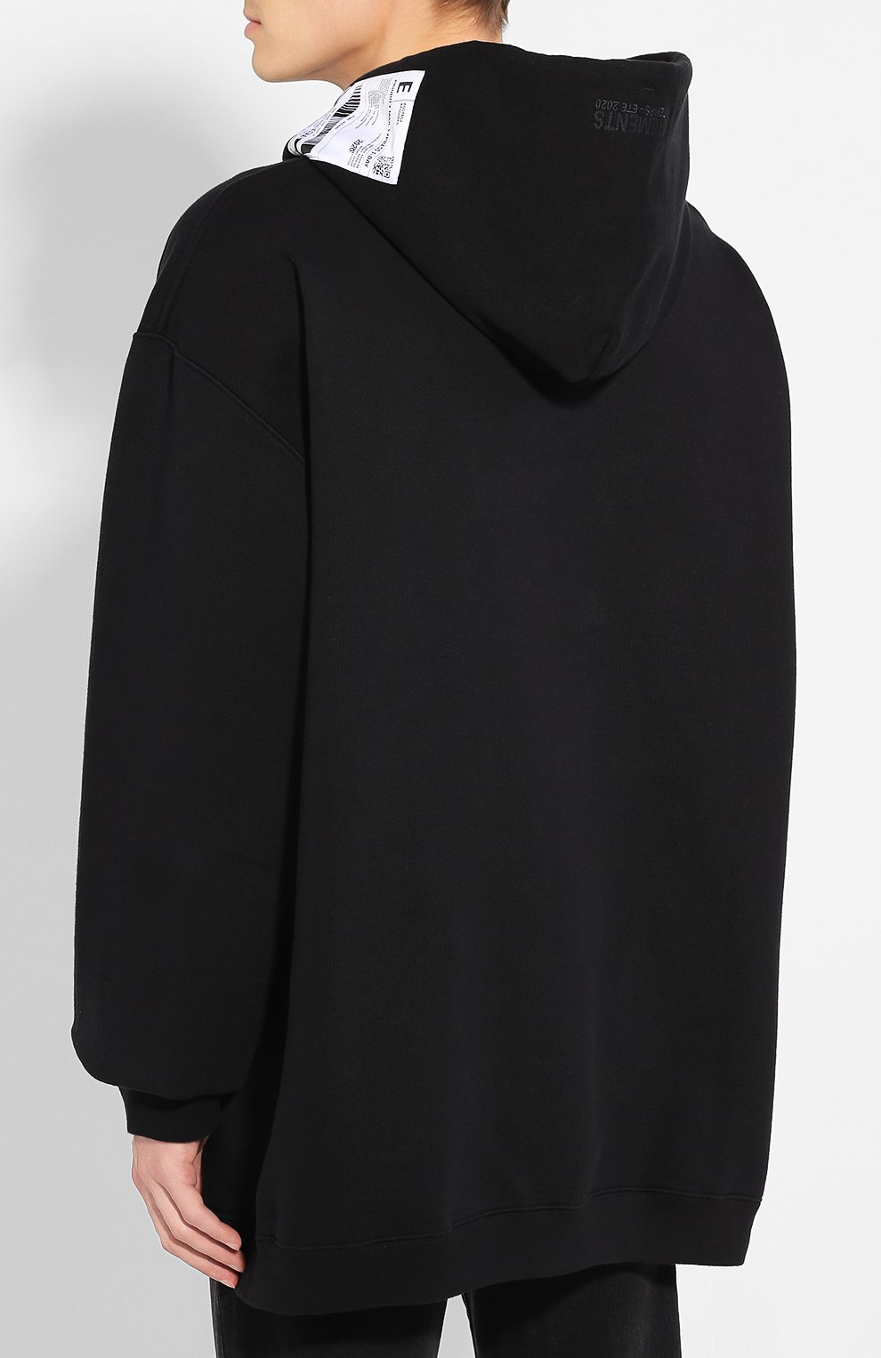 Хлопковое худи VETEMENTS черного цвета по цене 78550 руб., арт. SS20TR312 1620/M, фото 4 Хлопковое худи VETEMENTS, арт. SS20TR312 1620/M, фото 4