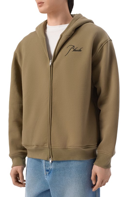 Хлопковая толстовка Rhude RHPS26H009012 Хаки  RHPS26H009012 Фото 3