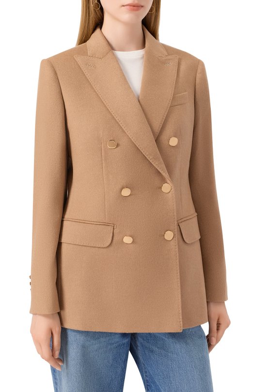 Шерстяной жакет Max Mara PESCHE Бежевый  PESCHE Фото 3