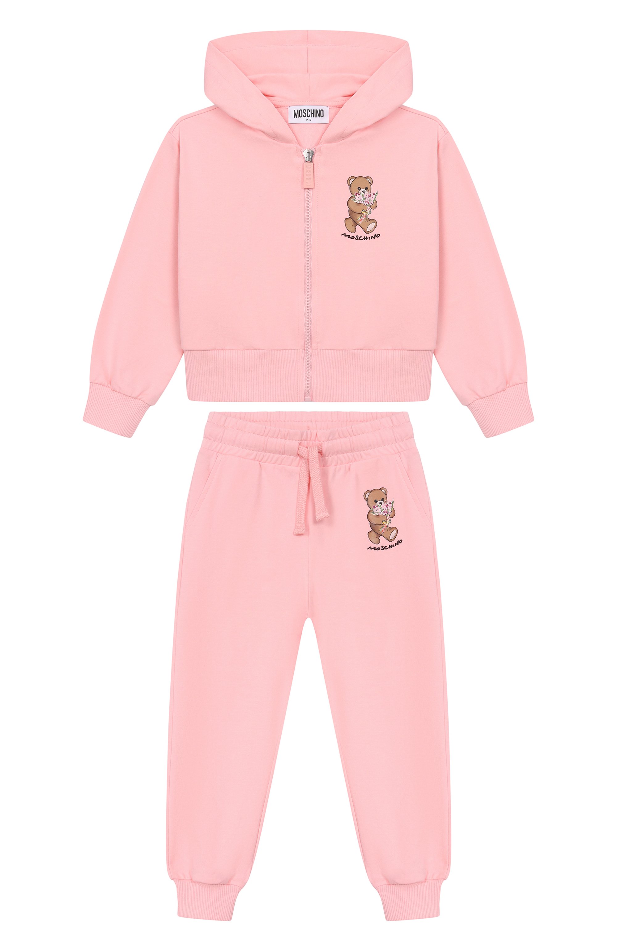 Костюм из толстовки и брюк MOSCHINO светло-розового цвета по цене 28900 руб., арт. HAK033/LDA00, фото 1 Костюм из толстовки и брюк MOSCHINO, арт. HAK033/LDA00, фото 1