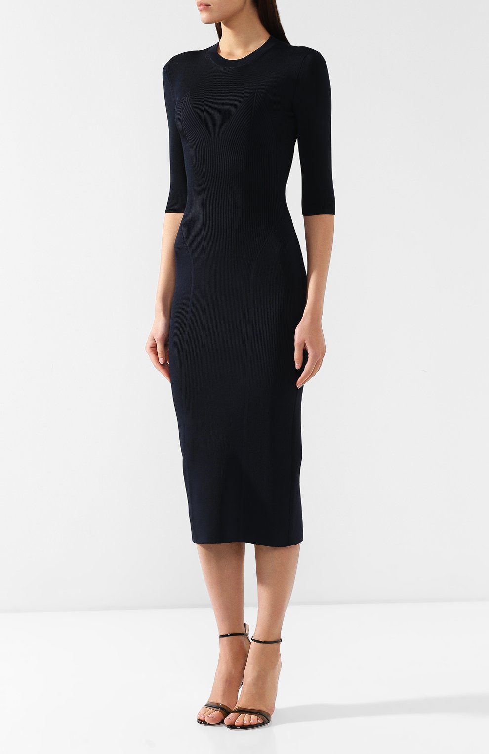 Платье из вискозы VICTORIA BECKHAM, арт. DR KNT 6723 PSS19 NEEDLE CHANGE SIG, фото 3