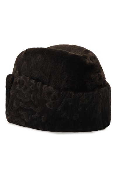 Пилотка из каракульчи VICTORIA KUSENKOVA темно-коричневого цвета по цене 101200 руб., арт. 427100003136, фото 2 Пилотка из каракульчи VICTORIA KUSENKOVA, арт. 427100003136, фото 2