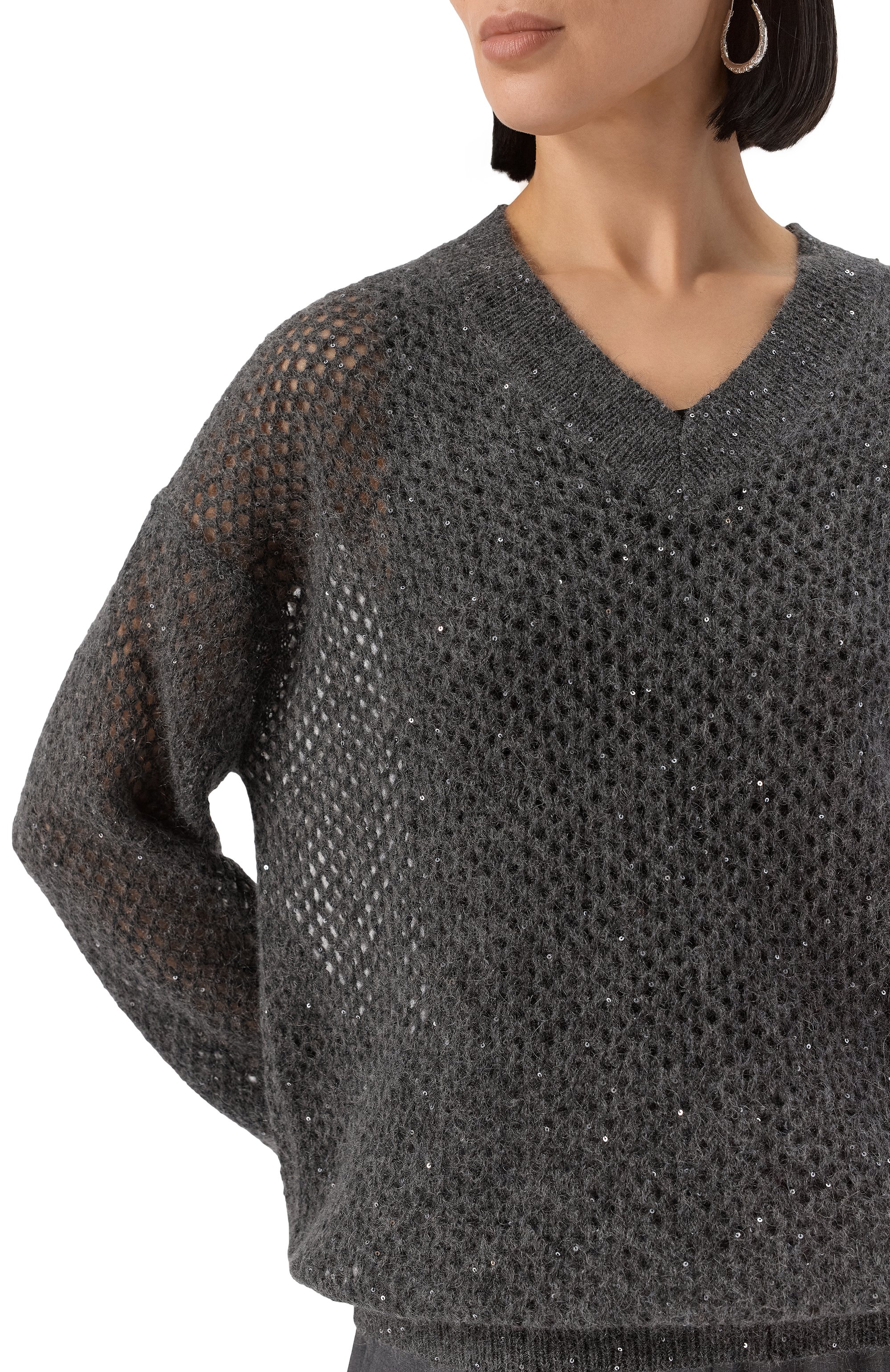 Пуловер из шерсти и хлопка BRUNELLO CUCINELLI, арт. MPS732412P, фото 5