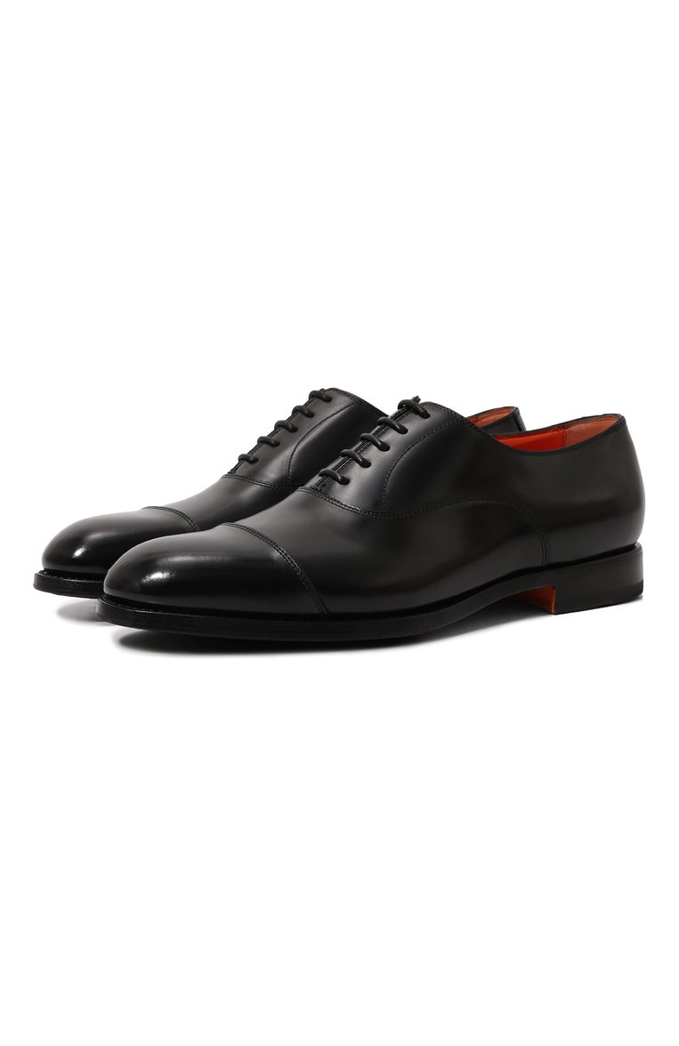 Мужские кожаные оксфорды SANTONI черного цвета, арт. MCCG14709JJ1BSH7 | Фото 1 (Нос: Не проставлено; Материал сплава: Проставлено; Материал внутренний: Натуральная кожа; Стили: Классический; Материал внешний: Натуральная кожа)