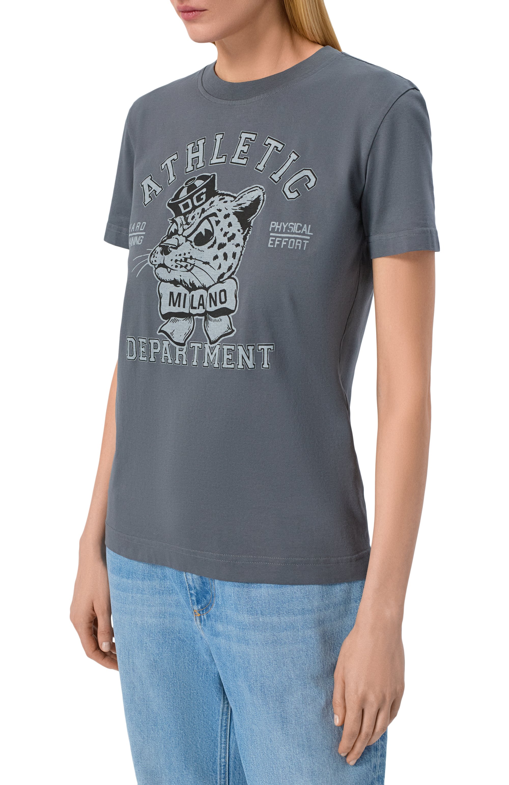 Хлопковая футболка DOLCE & GABBANA серого цвета по цене 75550 руб., арт. F8V42T/GDDN9, фото 3 Хлопковая футболка DOLCE & GABBANA, арт. F8V42T/GDDN9, фото 3