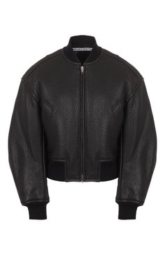 Женский кожаный бомбер ALEXANDER WANG черного цвета, арт. 1WC1252627 | Фото 1 (Материал внешний: Натуральная кожа; Длина (верхняя одежда): Короткие; Материал подклада: Синтетический материал; Рукава: Длинные; Женское Кросс-КТ: Замша и кожа; Кросс-КТ: Куртка; Стили: Кэжуэл)