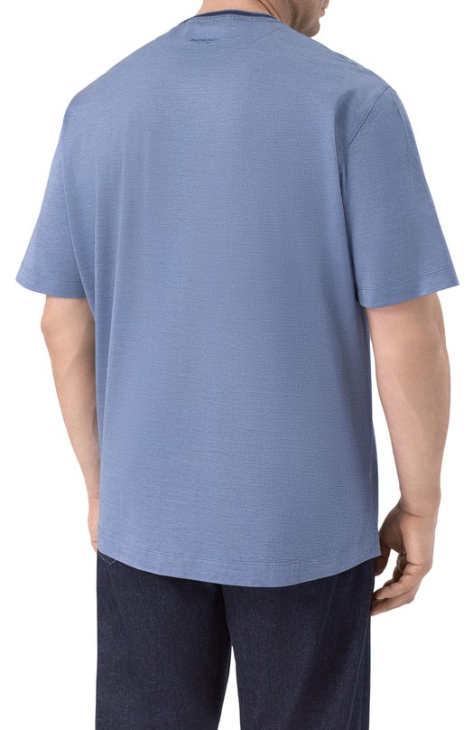 Футболка из хлопка и шелка Cortigiani 4AJ635 Синий  4AJ635 Фото 4