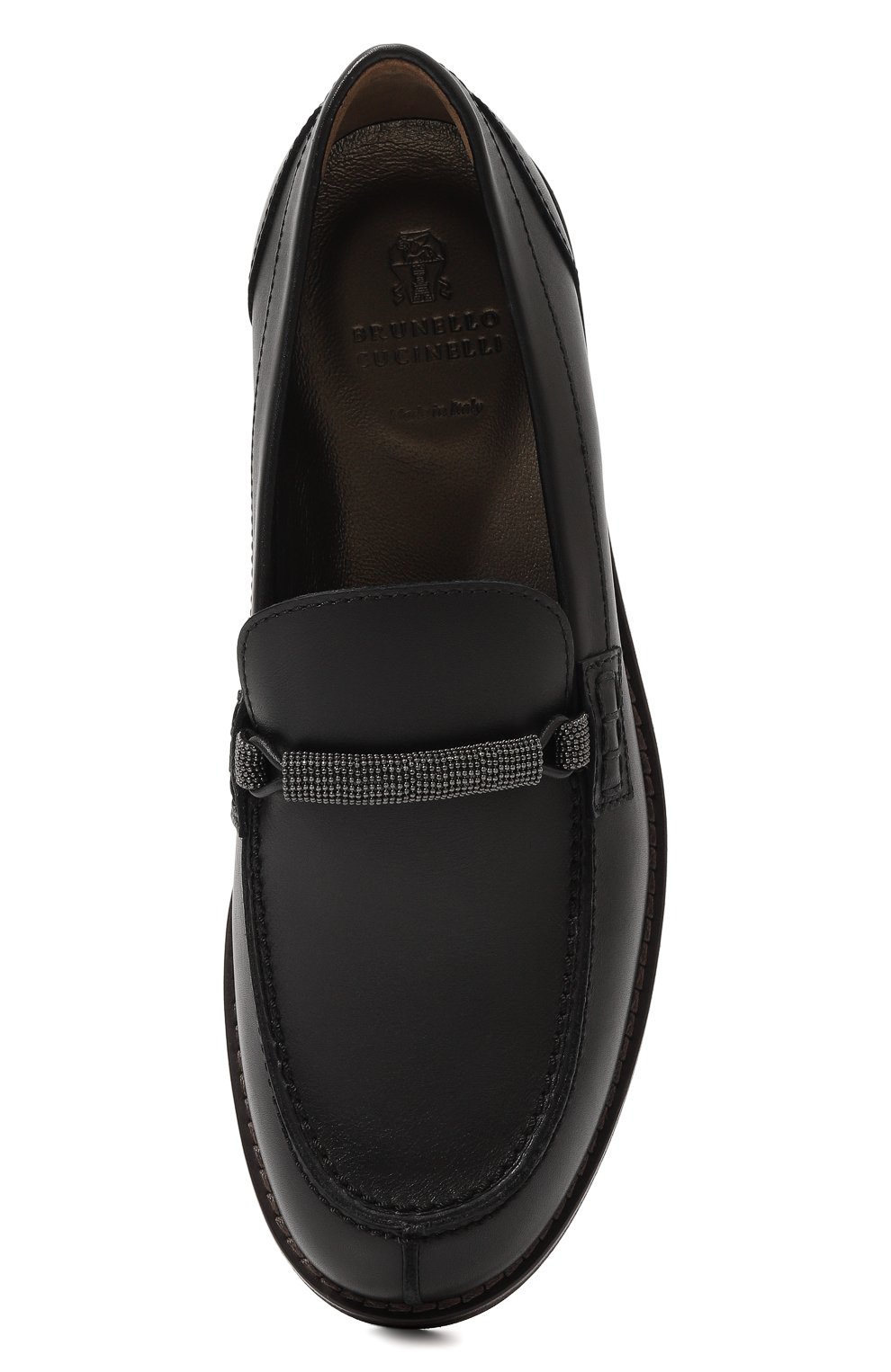Кожаные лоферы BRUNELLO CUCINELLI черного цвета по цене 71650 руб., арт. BZRAP1G239, фото 4 Кожаные лоферы BRUNELLO CUCINELLI, арт. BZRAP1G239, фото 4