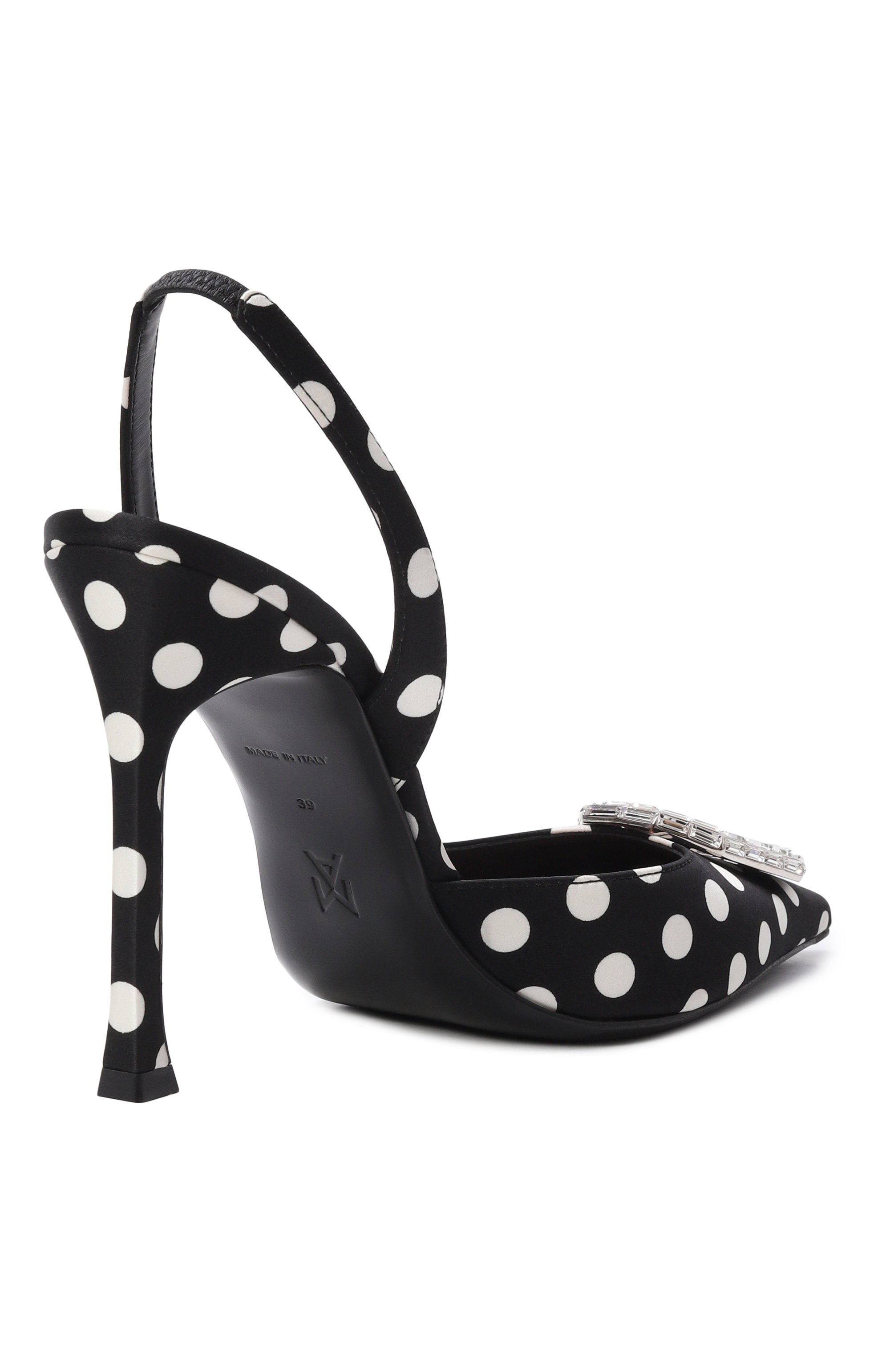 Текстильные туфли camelia 105 AMINA MUADDI черно-белого цвета по цене 138500 руб., арт. CAMELIA SLING 105/SATIN, фото 5 Текстильные туфли camelia 105 AMINA MUADDI, арт. CAMELIA SLING 105/SATIN, фото 5