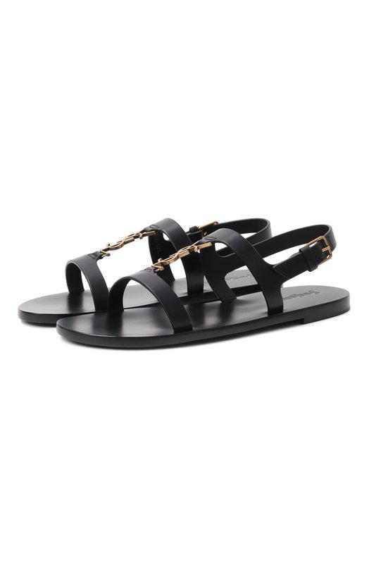 Кожаные сандалии Cassandra Saint Laurent 818294/DWEDD Чёрный 818294/DWEDD