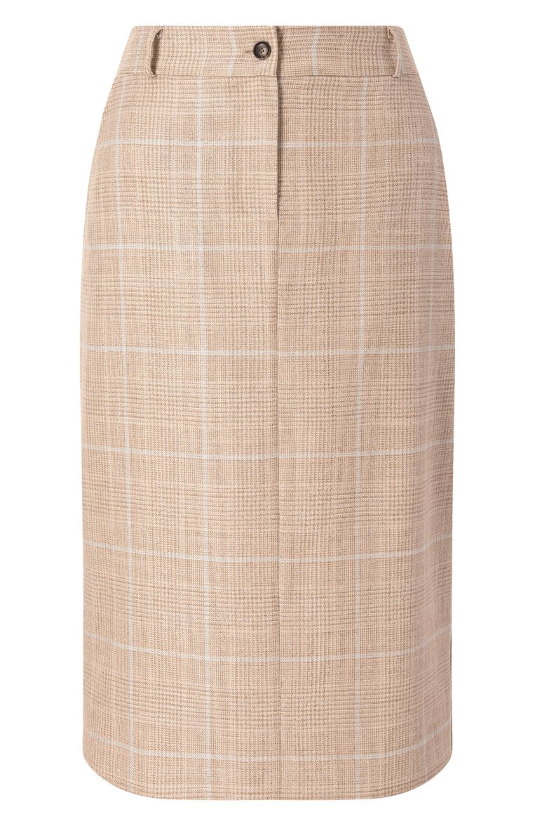 Женская юбка из кашемира и шерсти KITON бежевого цвета, арт. D50209K0610E80 | Фото 1 (Длина Ж (юбки, платья, шорты): До колена; Материал внешний: Шерсть, Кашемир; Женское Кросс-КТ: Юбка-карандаш; Кросс-КТ: костюм; Стили: Классический; Автоматизация ТО: Проставлено; Автоматизация состава: Проставлено)
