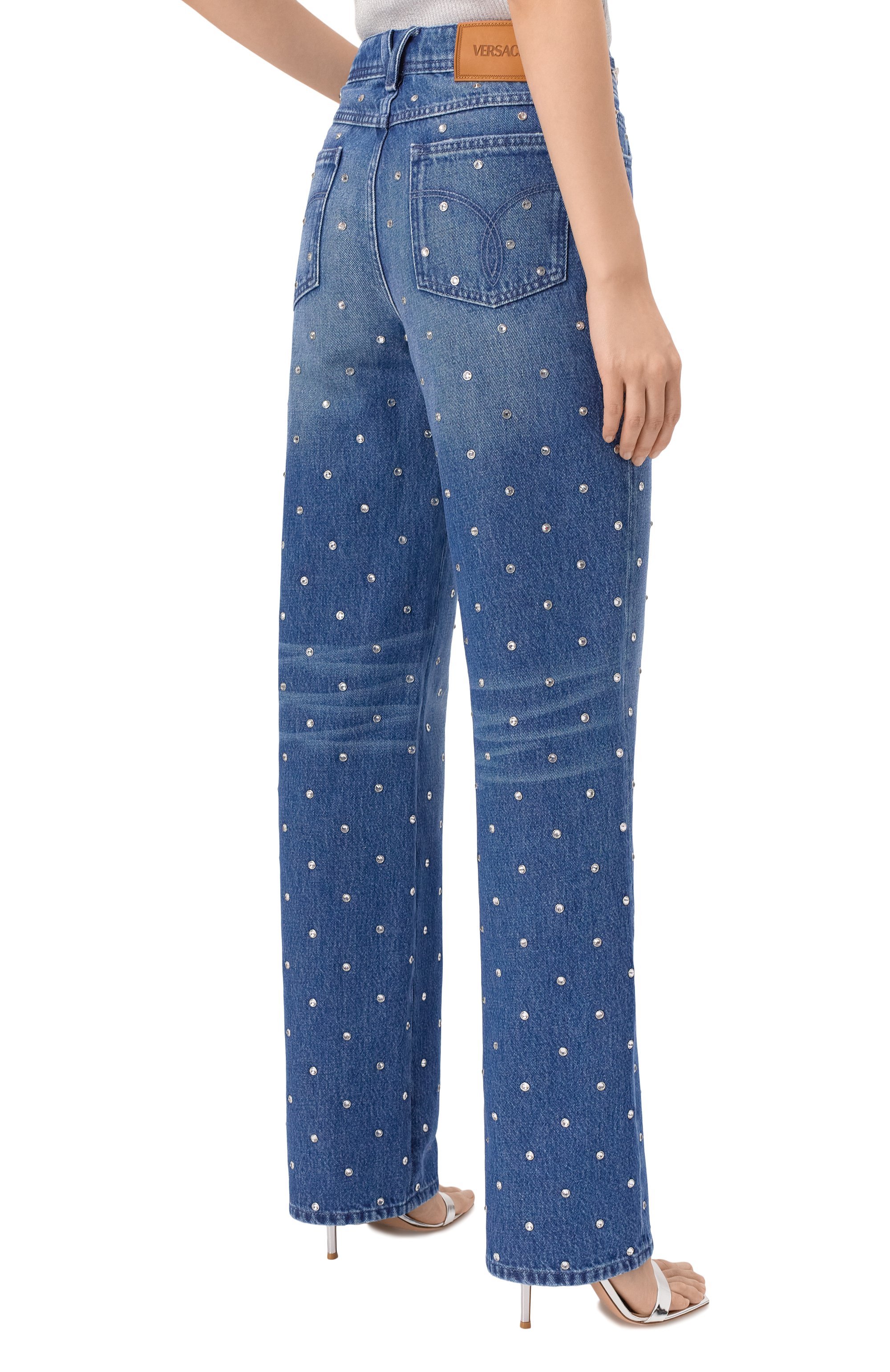 Джинсы с отделкой стразами VERSACE, арт. 1018790/1A13342, фото 4
