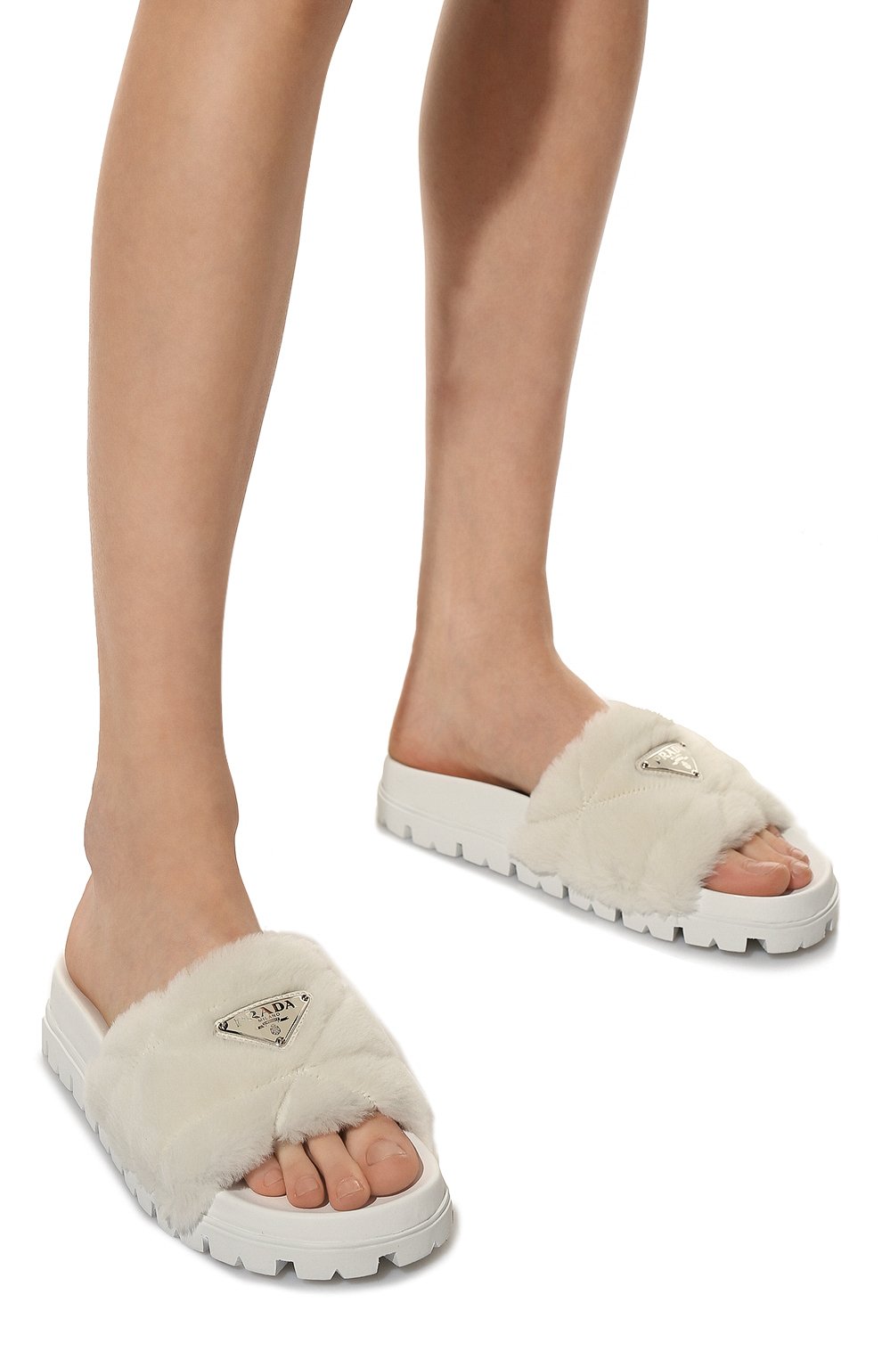 Меховые шлепанцы из овчины PRADA, арт. 1XX592-173-F0009-020, фото 3
