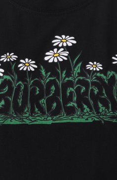 Женская хлопковая футболка BURBERRY черного цвета, арт. 8102403 | Фото 6 (Драгоценные камни: Проставлено; Длина (для топов): Стандартные; Материал сплава: Проставлено; Рукава: Короткие; Стили: Кэжуэл; Принт: С принтом; Материал внешний: Хлопок)