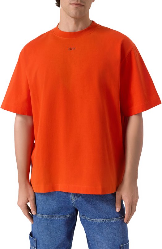 Хлопковая футболка Off-White 0MAA120S25JER00F Оранжевый  0MAA120S25JER00F Фото 3