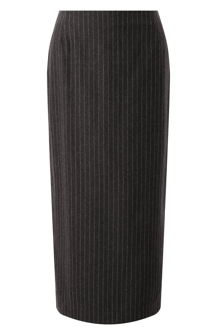 Женская юбка из шерсти и кашемира THE KOOPLES серого цвета, арт. FJUP29054K | Фото 1 (Длина Ж (юбки, платья, шорты): Миди; Драгоценные камни: Проставлено; Материал сплава: Проставлено; Материал внешний: Шерсть; Женское Кросс-КТ: Юбка-карандаш; Стили: Классический)