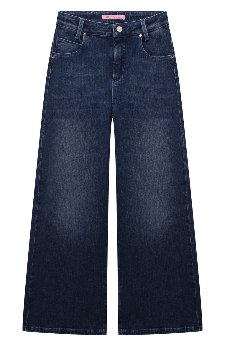 Детские джинсы BLUMARINE синего цвета, арт. IF3095D4448 | Фото 1 (Нос: Не проставлено; Материал внешний: Хлопок; Детали: Потертости; Ростовка одежда: 10 - 11 лет | 140 - 146см, 12 лет | 152 см, 16 лет | 164 см, 4 года | 104 см, 6 лет | 116 см, 8 лет | 128 см)