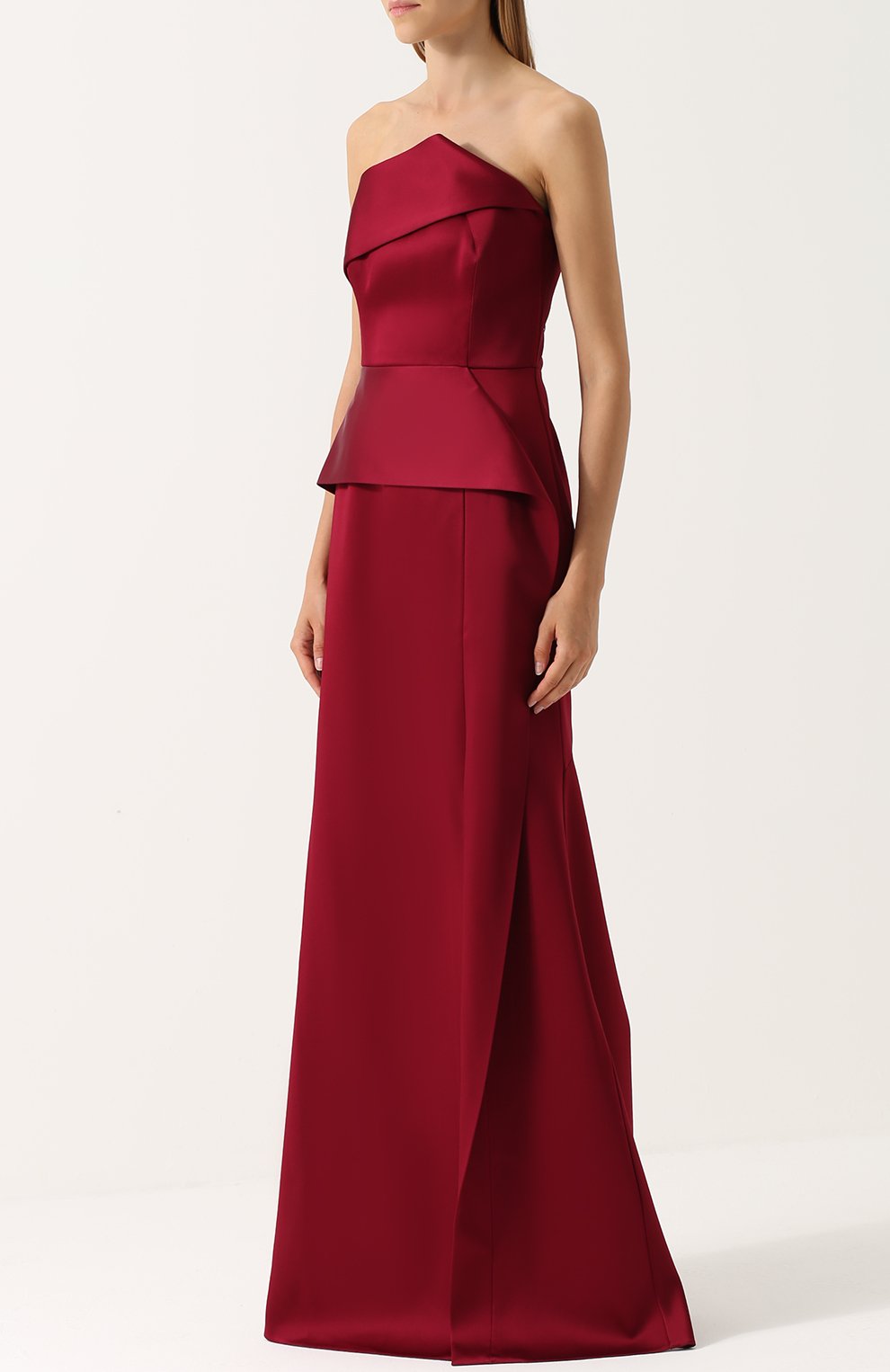Платье-бюстье с оборками ROLAND MOURET бордового цвета по цене 384000 руб., арт. PW17/S0007/F6377, фото 3 Платье-бюстье с оборками ROLAND MOURET, арт. PW17/S0007/F6377, фото 3