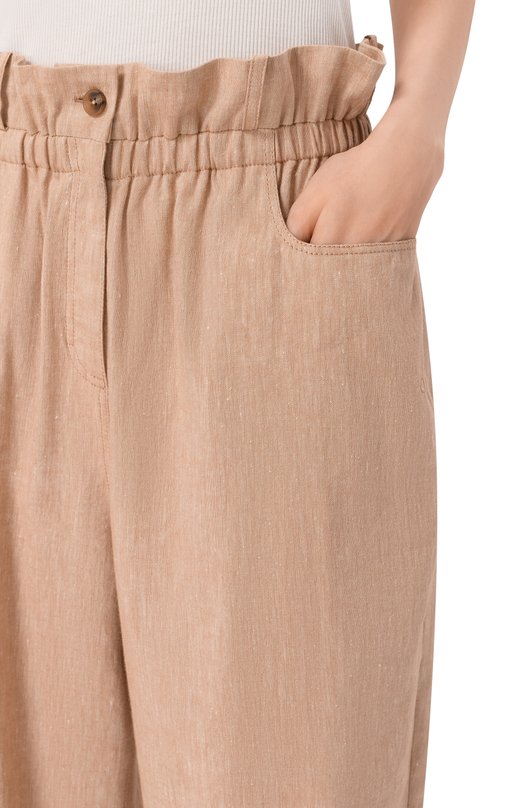 Льняные брюки EDOMO T006017SS25 Бежевый  T006017SS25 Фото 5