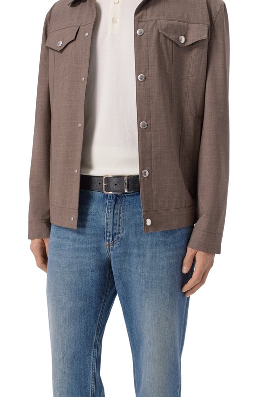 Кожаный ремень Canali 50C/KA00529 Чёрный  50C/KA00529 Фото 2