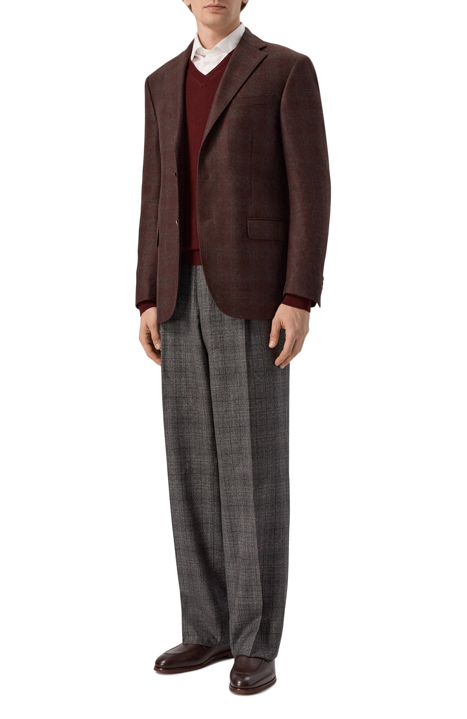 Шерстяной пуловер CORNELIANI бордового цвета по цене 47250 руб., арт. 28M501/2A25100, фото 2 Шерстяной пуловер CORNELIANI, арт. 28M501/2A25100, фото 2