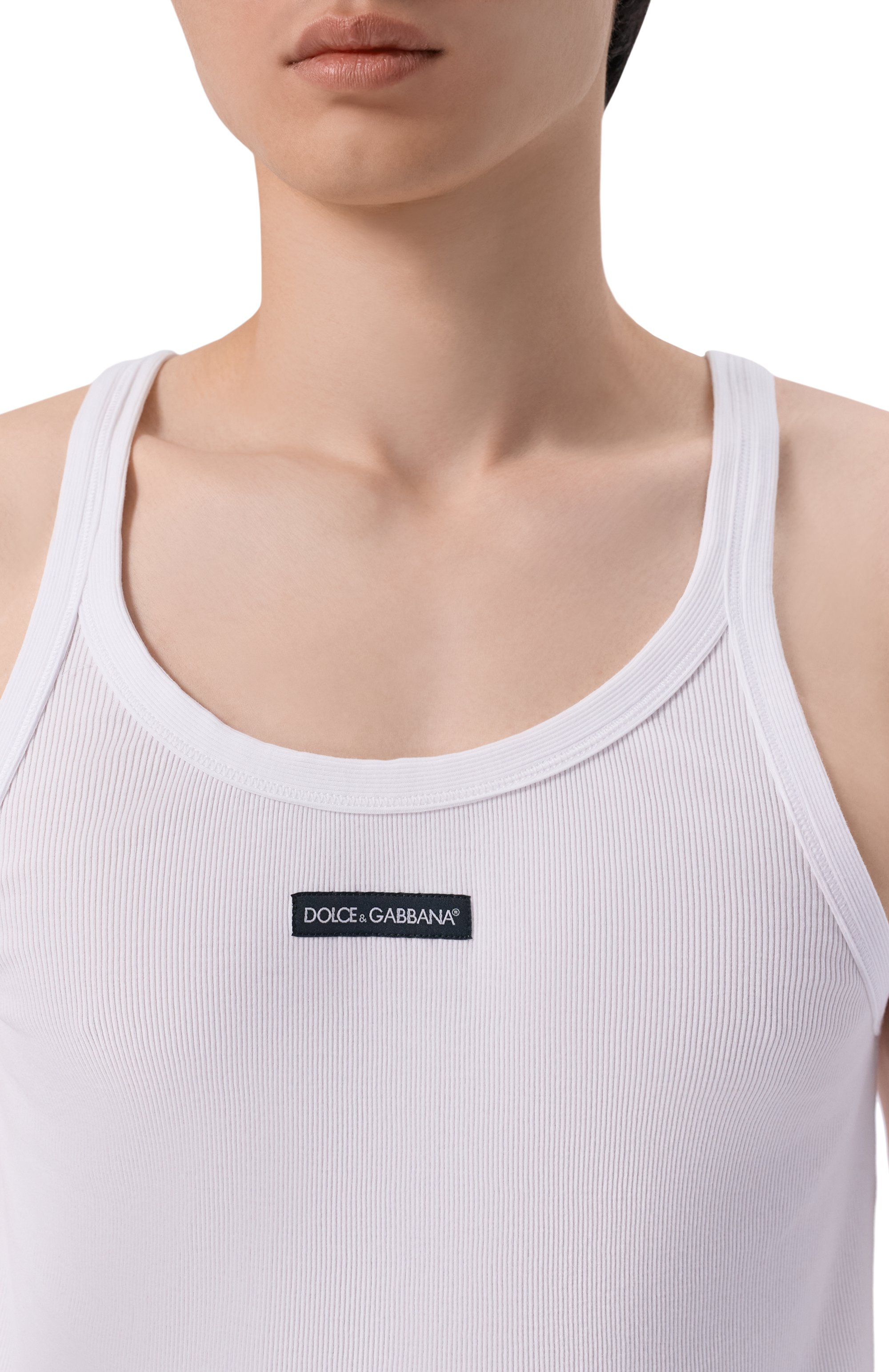 Хлопковая майка DOLCE & GABBANA белого цвета по цене 46100 руб., арт. G8PA8T/G7P3I, фото 5 Хлопковая майка DOLCE & GABBANA, арт. G8PA8T/G7P3I, фото 5