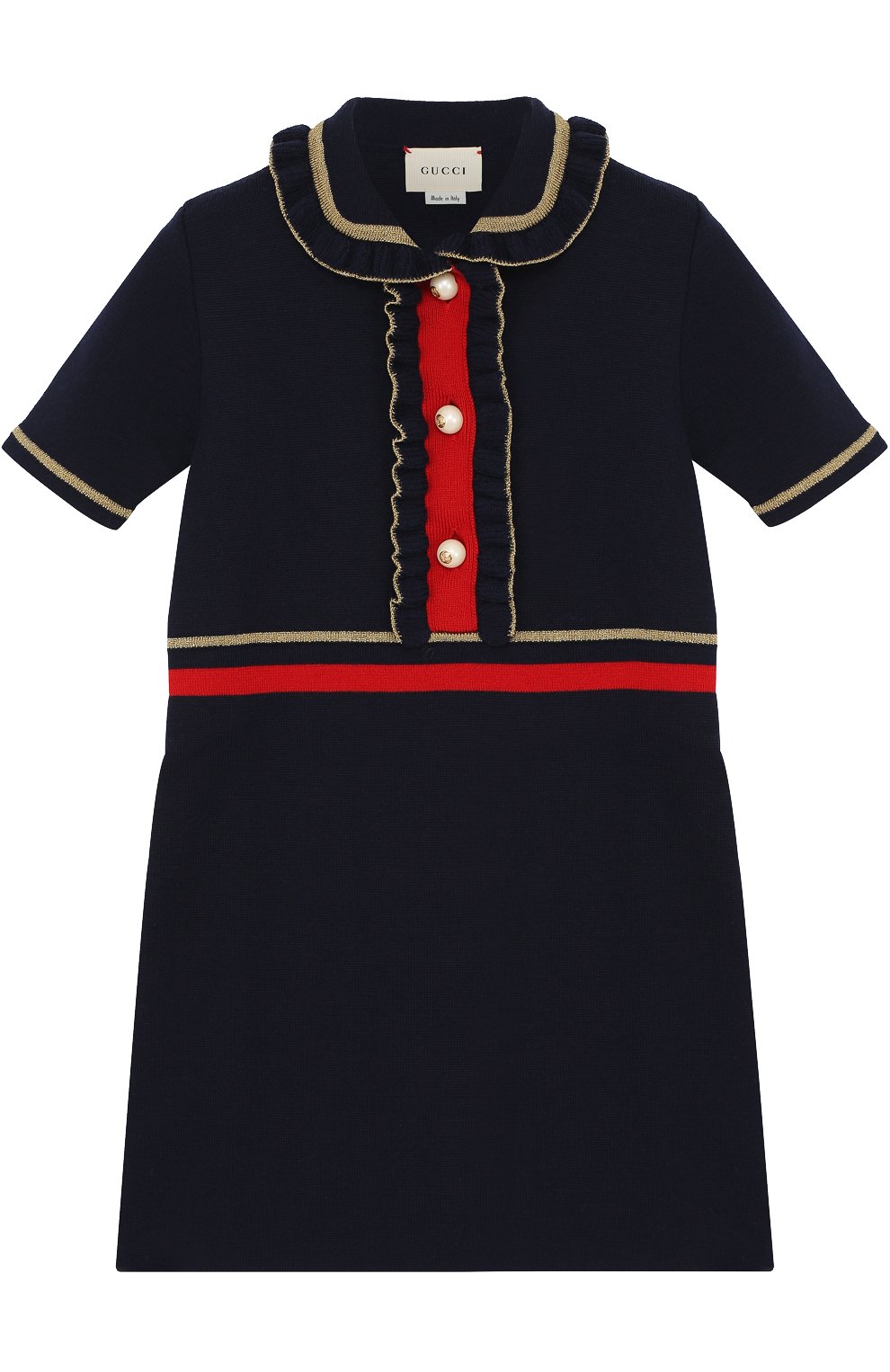 Шерстяное мини-платье с оборками и металлизированной отделкой GUCCI, арт. 478566/X9B21, фото 1