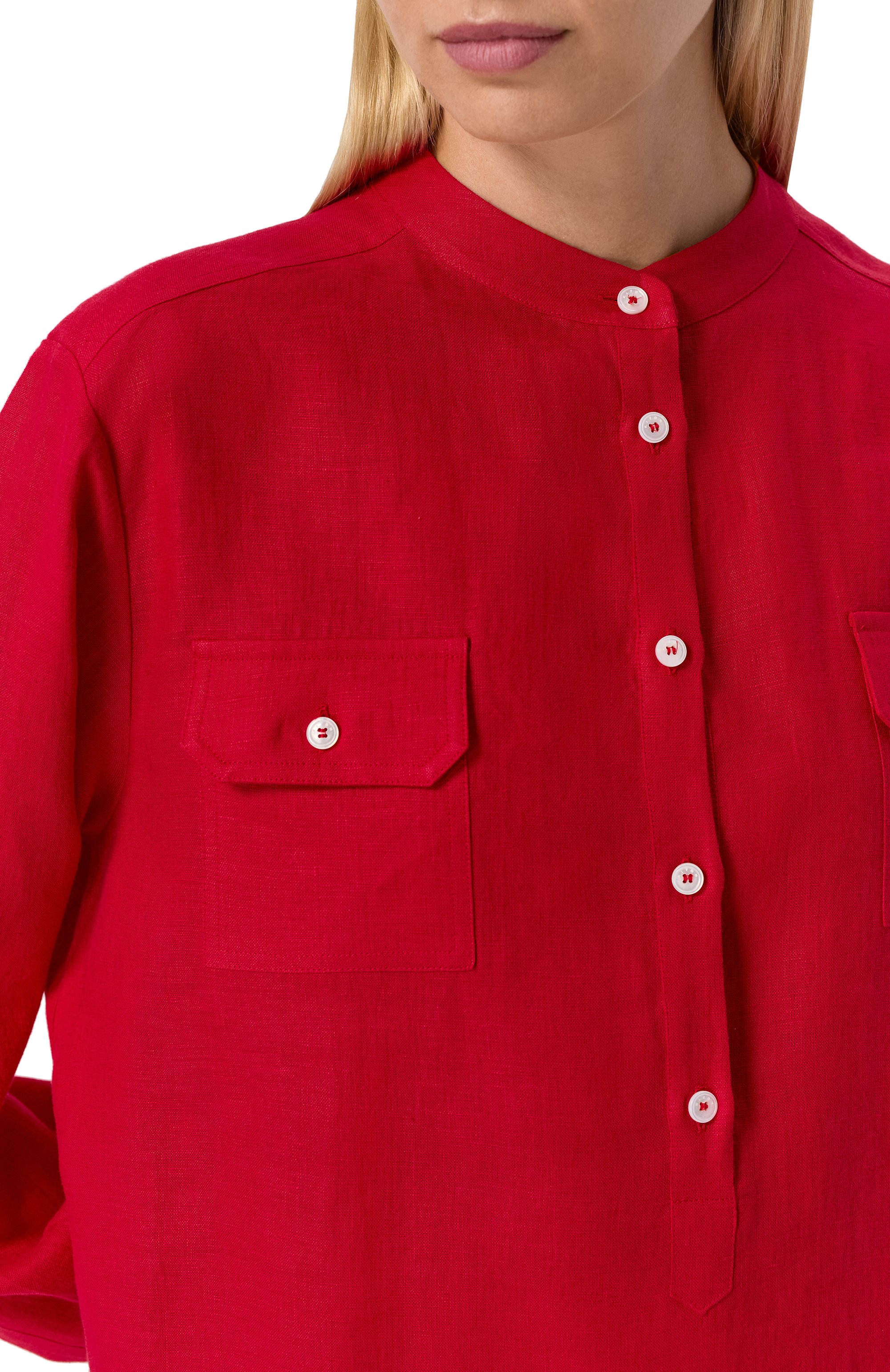 Льняная блузка KITON красного цвета по цене 113000 руб., арт. D55448H0883810, фото 5 Льняная блузка KITON, арт. D55448H0883810, фото 5