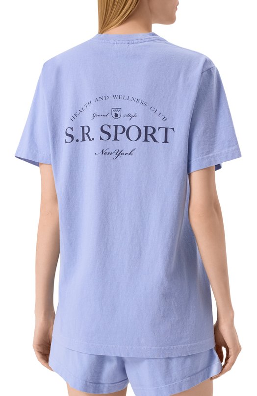 Хлопковая футболка Sporty and Rich T0043612201BL59 Голубой  T0043612201BL59 Фото 4