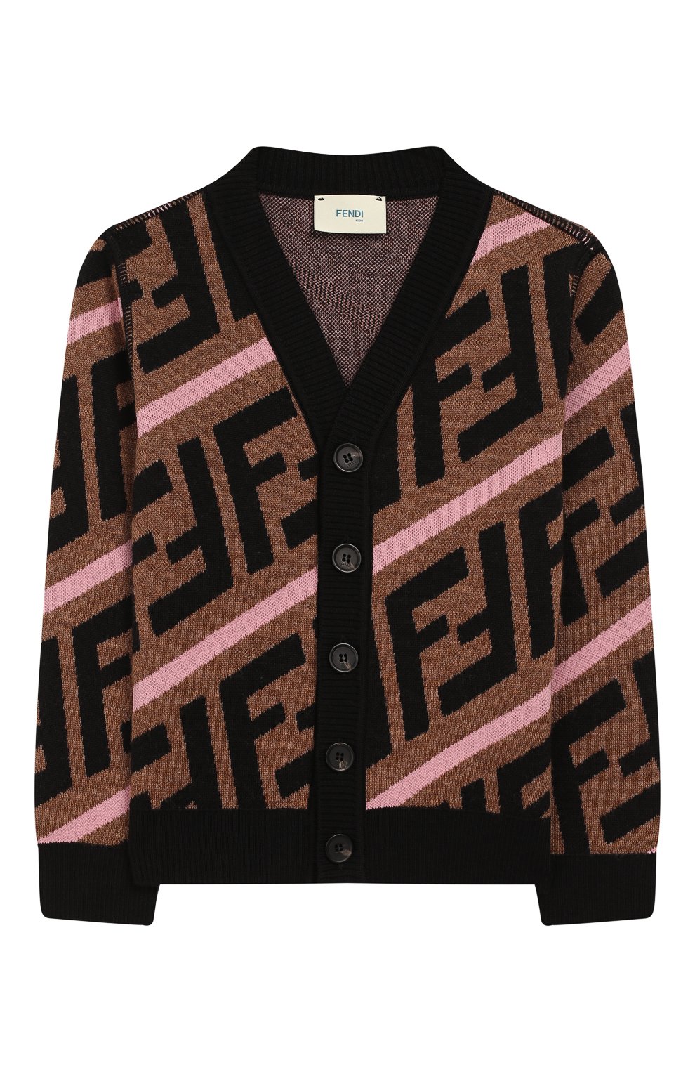 Шерстяной кардиган FENDI коричневого цвета по цене 34200 руб., арт. JFG050/A8L7/3A-5A, фото 1 Шерстяной кардиган FENDI, арт. JFG050/A8L7/3A-5A, фото 1