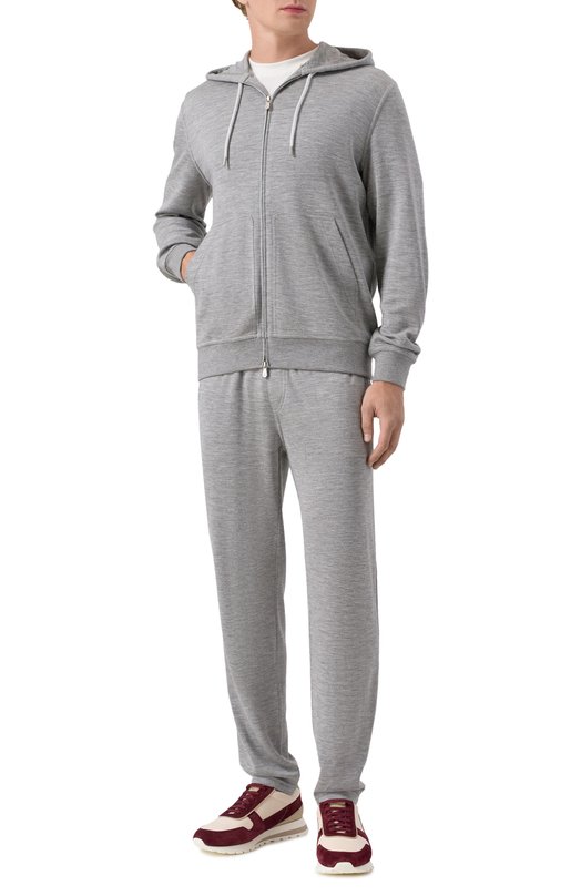 Кожаные кроссовки Brunello Cucinelli MZUESLA289 Бордовый  MZUESLA289 Фото 2