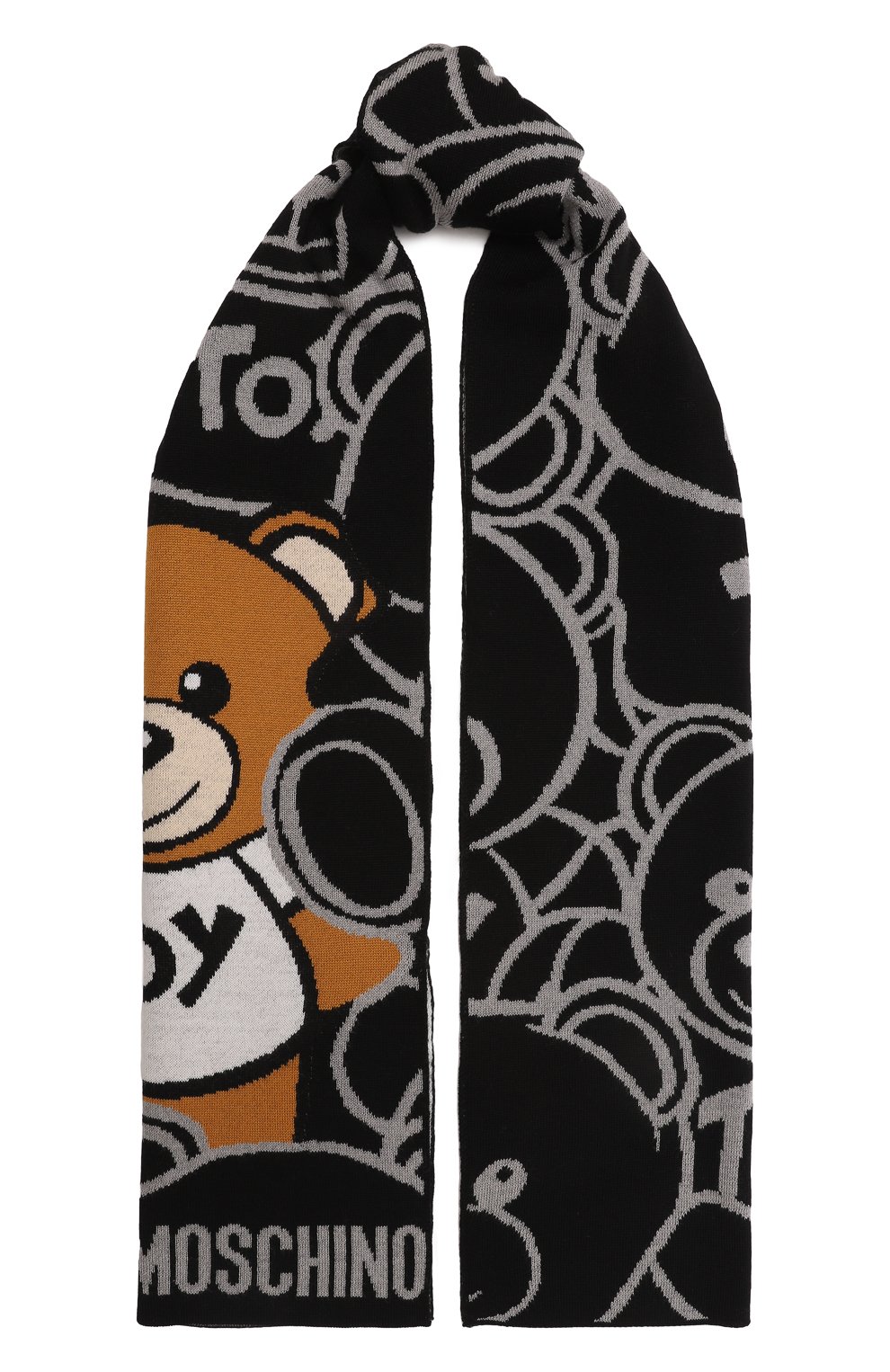 Шерстяной шарф MOSCHINO черного цвета по цене 17400 руб., арт. 30778/M2950, фото 1 Шерстяной шарф MOSCHINO, арт. 30778/M2950, фото 1