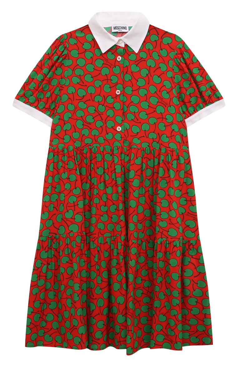 Детское платье из вискозы MOSCHINO разноцветного цвета, арт. HDV0D5/L1B06/6 | Фото 1 (Материал внешний: Вискоза; Рукава: Короткие; Случай: Повседневный; Девочки Кросс-КТ: Платье-одежда; Драгоценные камни: Проставлено; Материал сплава: Проставлено)