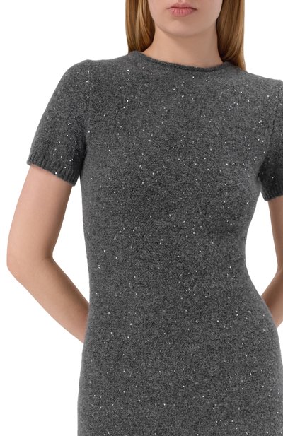 Платье из кашемира и хлопка ADDICTED серого цвета по цене 52400 руб., арт. AD2518, фото 4 Платье из кашемира и хлопка ADDICTED, арт. AD2518, фото 4