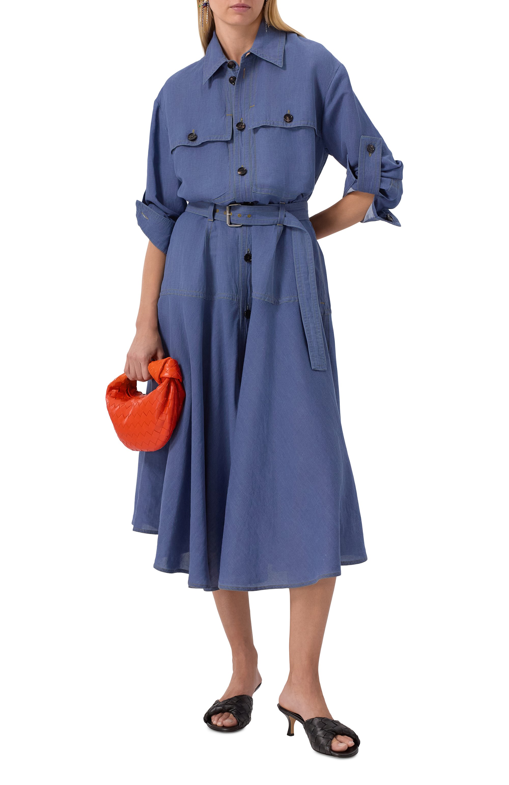 Платье из вискозы и льна BOTTEGA VENETA, арт. 808563/V4CX0, фото 2