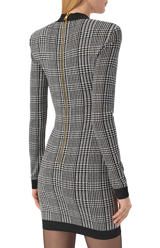 Платье из вискозы Balmain GF1R8032/KJ32 Чёрно-белый  GF1R8032/KJ32 Фото 3