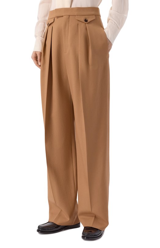 Шерстяные брюки Chloé CH26SPA06164 Бежевый  CH26SPA06164 Фото 3
