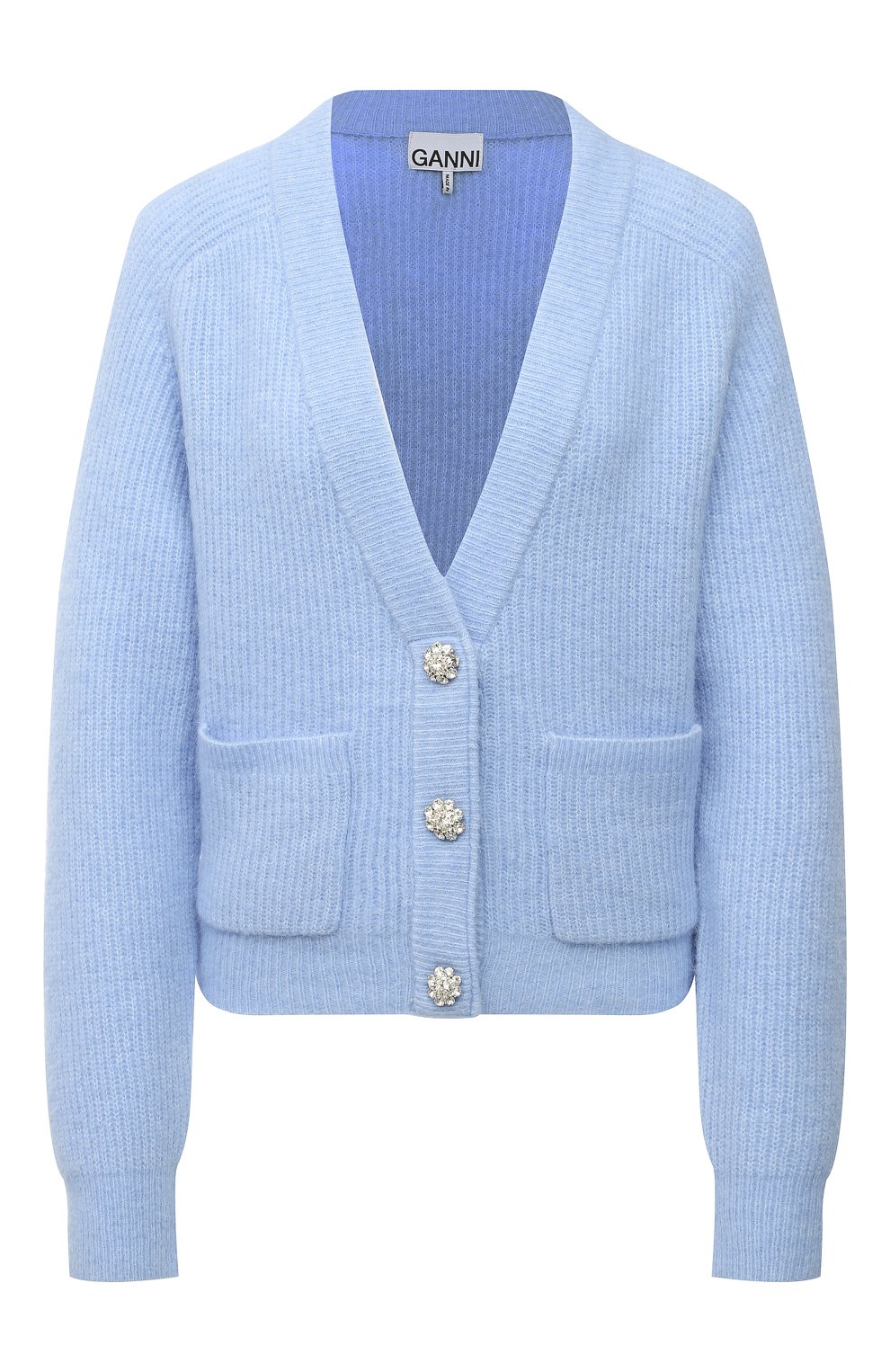 Кардиган GANNI голубого цвета по цене 35500 руб., арт. K1701, фото 1 Кардиган GANNI, арт. K1701, фото 1