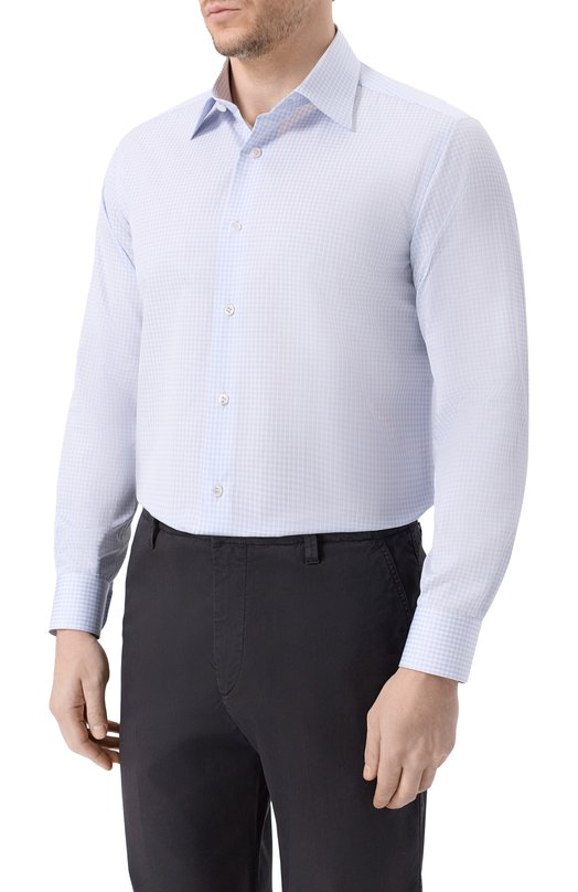 Хлопковая сорочка Brioni RCB40L/0C04B Голубой  RCB40L/0C04B Фото 3