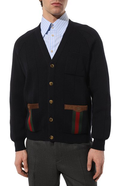Кардиган GUCCI темно-синего цвета по цене 194400 руб., арт. 626349 XKBFJ, фото 3 Кардиган GUCCI, арт. 626349 XKBFJ, фото 3