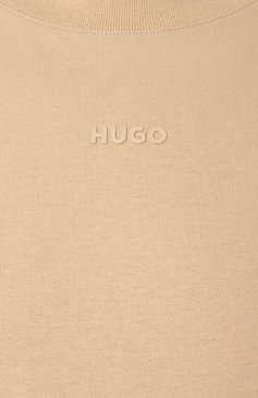 Мужская хлопковая футболка HUGO бежевого цвета, арт. 50488330 | Фото 6 (Рукава: Короткие; Материал внешний: Хлопок; Принт: Без принта; Стили: Спорт-шик; Длина (для топов): Стандартные; Мужское Кросс-КТ: Футболка-одежда; Кросс-КТ: Джерси)
