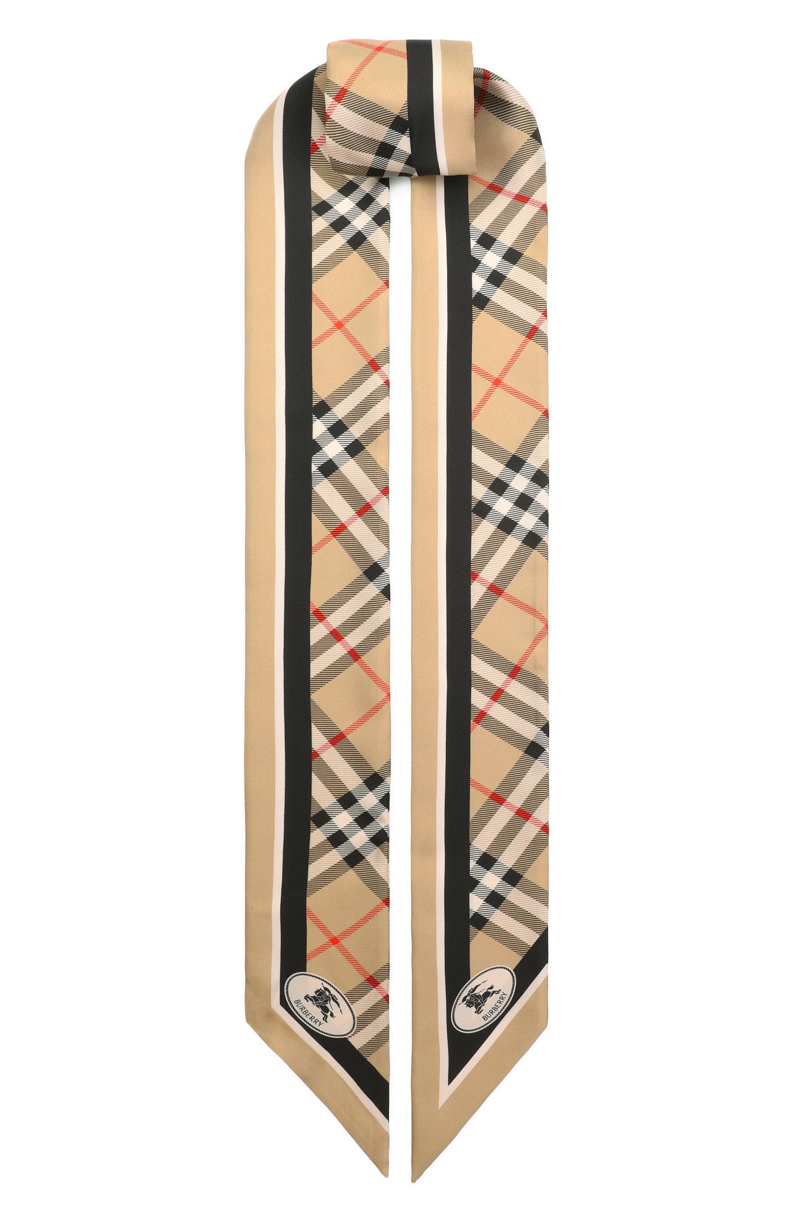 Шелковый шарф-твилли BURBERRY светло-бежевого цвета по цене 33100 руб., арт. 8114238, фото 1 Шелковый шарф-твилли BURBERRY, арт. 8114238, фото 1