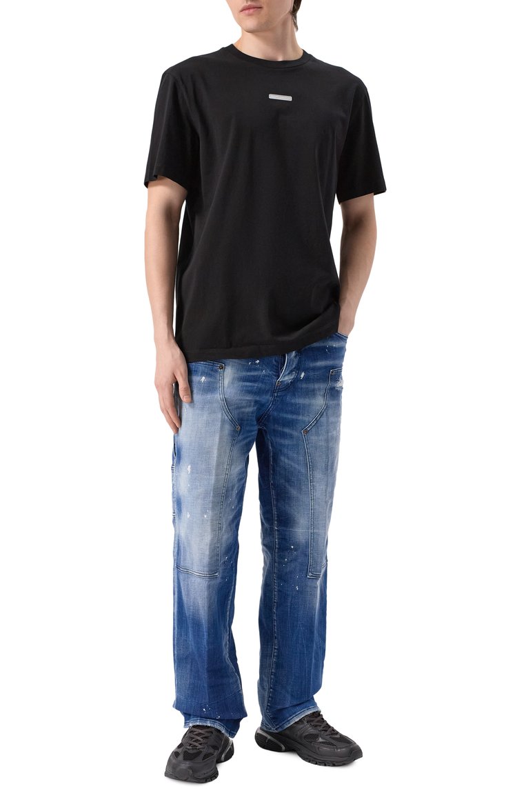 Мужские джинсы carpenter DSQUARED2 синего цвета, арт. S74LB1643/S30342 | Фото 2 (Материал внешний: Хлопок, Деним; Длина (брюки, джинсы): Стандартные; Кросс-КТ: Деним; Детали: Делаве, Потертости; Стили: Кэжуэл, Streetwear; Силуэт М (брюки): Широкие; Автоматизация ТО: Проставлено; Автоматизация состава: Проставлено)